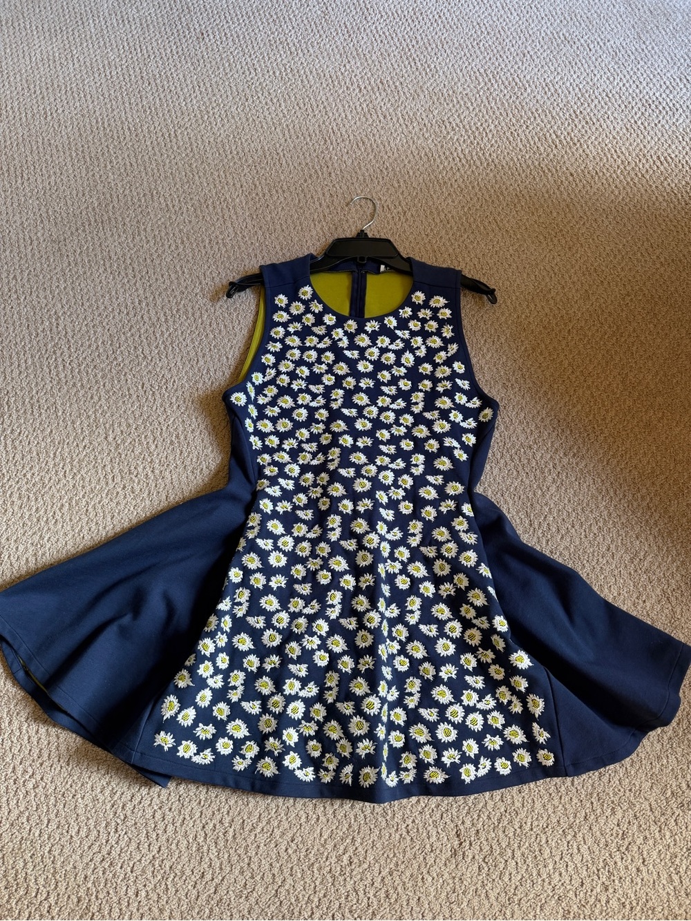Kenzo Navy Daisy flower embroidered Fit-and-Flare Dress